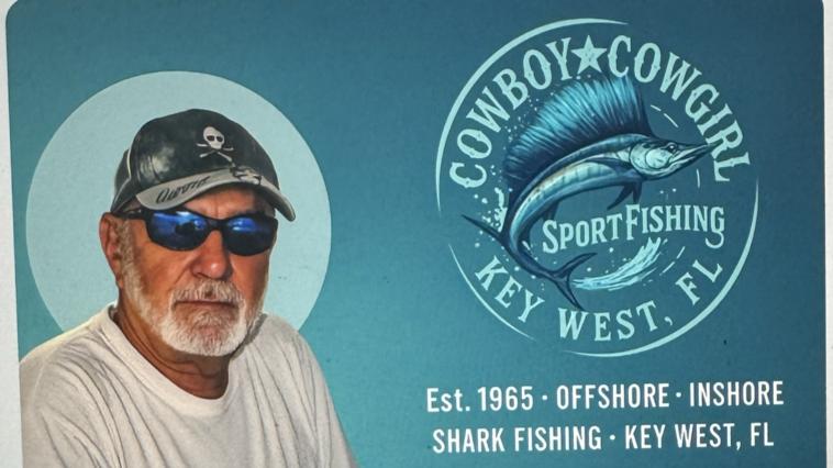 Captain from Cowboy Cowgirl SportFishing Charters with company logo, Key West, FL